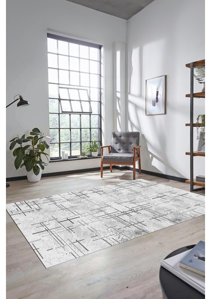 Sade Desen Modern Dijital Kaymaz Yıkanabilir Yolluk Mutfak Salon Halısı Modern-89-Gri modelleri