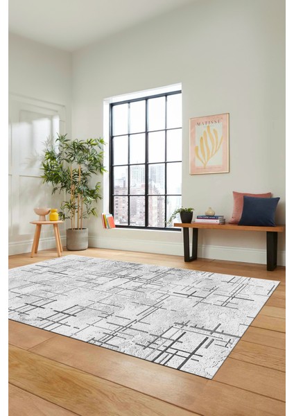 Sade Desen Modern Dijital Kaymaz Yıkanabilir Yolluk Mutfak Salon Halısı Modern-89-Gri indirimleri