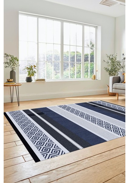Modern Kilim Desenli Dijital Kaymaz Yıkanabilir Yolluk Mutfak Salon Halısı Modern-18-Lacivert indirimleri