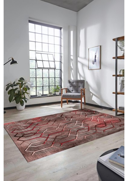 Modern Desen Dijital Kaymaz Yıkanabilir Yolluk Mutfak Salon Halısı Modern-90-Pembe modelleri