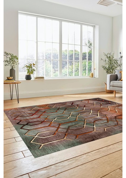 Modern Desen Dijital Kaymaz Yıkanabilir Yolluk Mutfak Salon Halısı Modern-90-Renkli