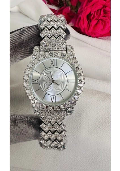 Yüksek Kalite Full Swarovski Taşlı Patek Çelik Kordon Saat