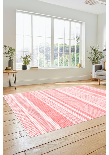 Modern Kilim Desenli Dijital Kaymaz Yıkanabilir Yolluk Mutfak Salon Halısı Modern-36-Pembe fırsatları