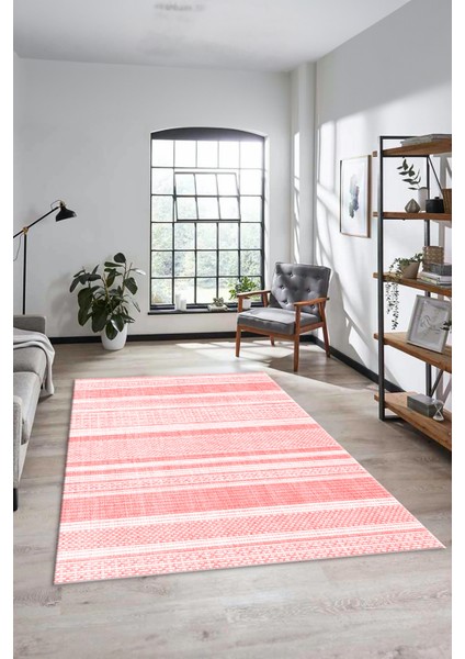 Modern Kilim Desenli Dijital Kaymaz Yıkanabilir Yolluk Mutfak Salon Halısı Modern-36-Pembe indirimleri