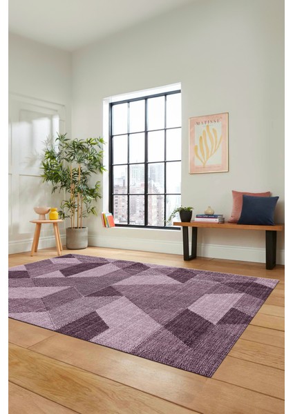 Baskılı Kaymaz Taban Yıkanabilir Modern Şık Yolluk Mutfak Salon Halısı Modern-96-Pembe fırsatları