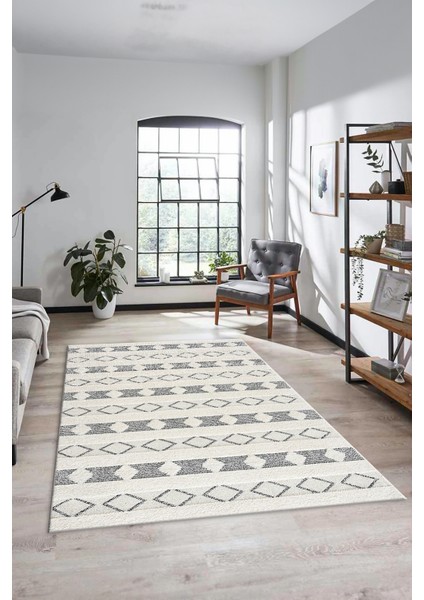 Baskılı Kaymaz Yıkanabilir Kilim Desen Yolluk Mutfak Halısı Salon Halısı Modern-64-Krem modelleri