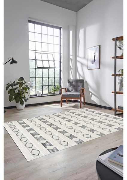 Baskılı Kaymaz Yıkanabilir Kilim Desen Yolluk Mutfak Halısı Salon Halısı Modern-64-Krem fırsatları