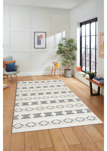 Baskılı Kaymaz Yıkanabilir Kilim Desen Yolluk Mutfak Halısı Salon Halısı Modern-64-Krem indirimleri