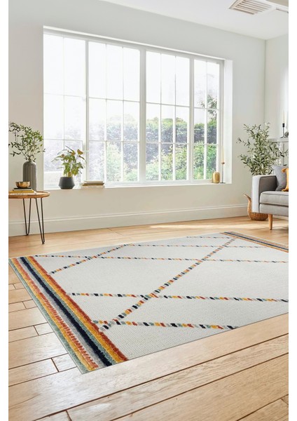 Renkli Modern Kilim Desenli Dijital Kaymaz Yıkanabilir Yolluk Mutfak Salon Halısı Modern-76-Renkli