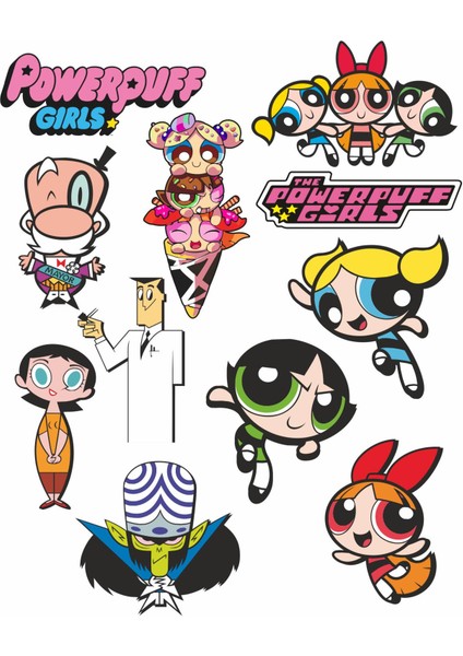 Powerpuff Girls Defter Suluk Laptop Notebook Tablet Sticker Seti