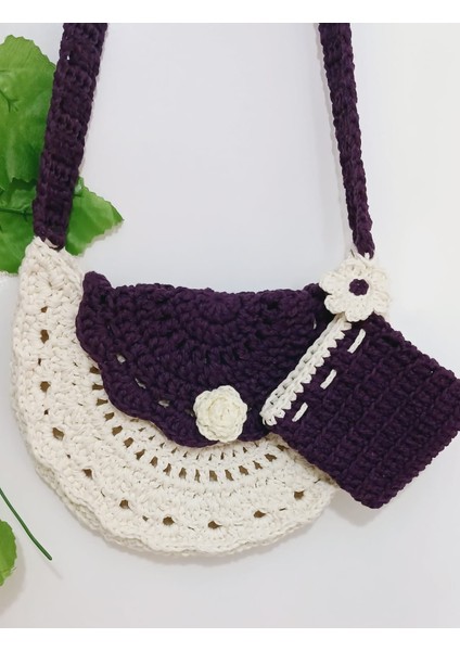 Çocuk Çantası Örgü (Para Kesesi Hediyeli) Mor