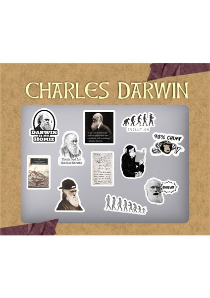 Charles Darwin Laptop Notebook Telefon Kılıfı Sticker Paketi