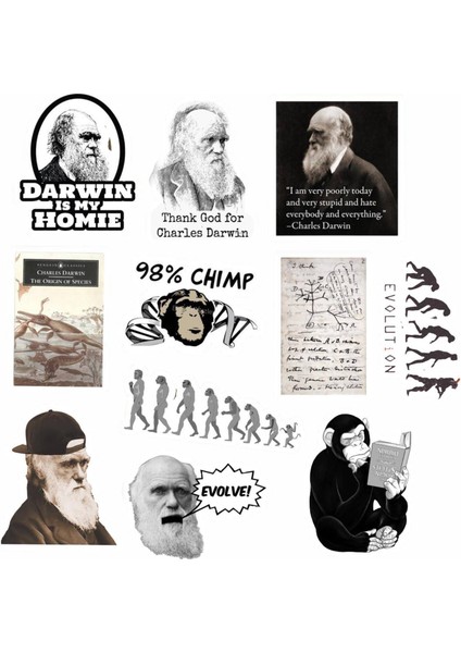 Charles Darwin Laptop Notebook Telefon Kılıfı Sticker Paketi