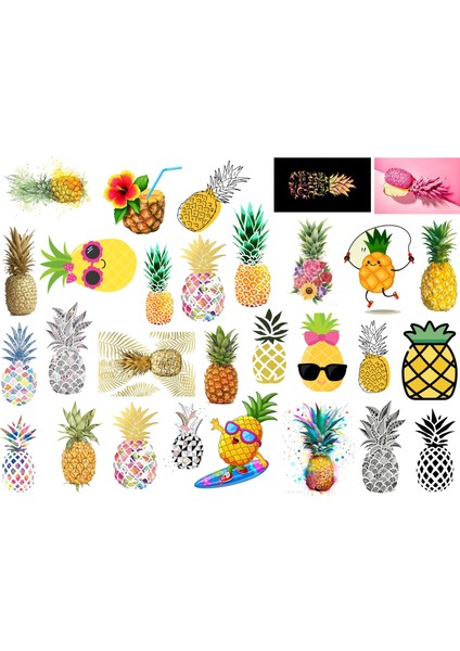 Ananas Temalı Etiket Seti (20X30 cm 1 Set)