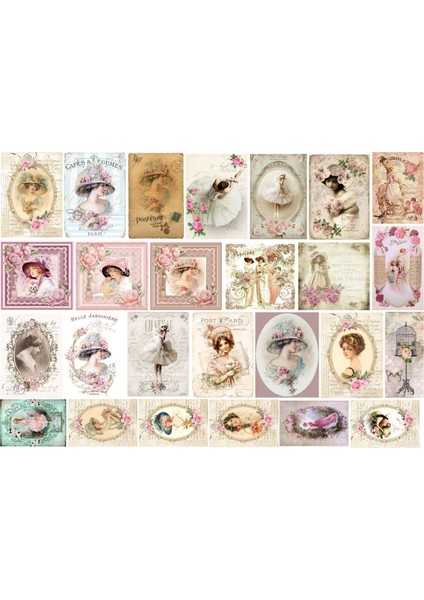 Vintage Temalı Etiket Seti (20X30 cm 1 Set)