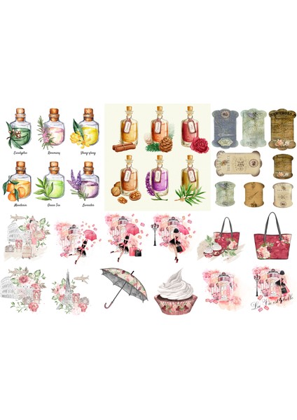 Vintage Temalı Etiket Seti (20X30 cm 1 Set)