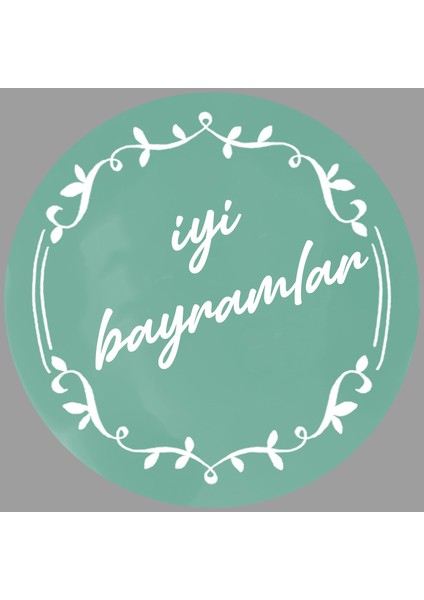 Iyi Bayramlar Temalı Yuvarlak Etiket (4x4 cm 24 Adet)