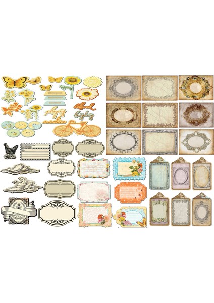 Vintage Temalı Etiket Seti (20X30 cm 1 Set)