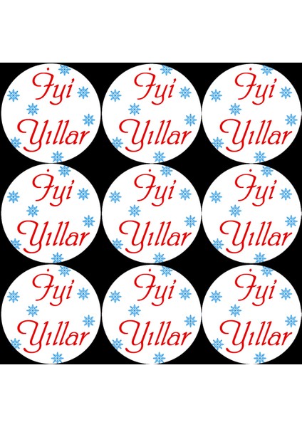 Iyi Yıllar Yazılı Yuvarlak Etiket (4x4 cm 24 Adet)
