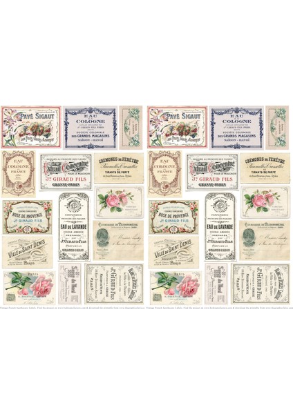 Vintage Temalı Etiket Seti (20X30 cm 1 Set)
