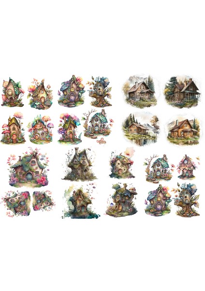 Evler Temalı Etiket Seti (20X30 cm 1 Set)