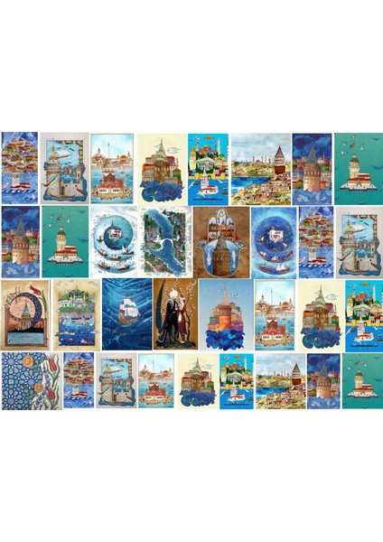 Istanbul Temalı Etiket Seti (20X30 cm 1 Set)