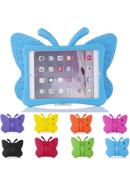 Apple iPad 8. Nesil 10.2 Inç 2020 Kelebek Standlı Renkli Slikon Çocuk Tablet Kılıfı + Nano Ekran Koruyucu A2430 A2429 A2428 A2270 Seri