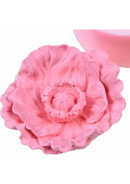 Üç Boyutlu Haşhaş Çiçeği Silikon Kalıp K-076, Kokulu Taş Sabun Alçı Mum Kalıbı