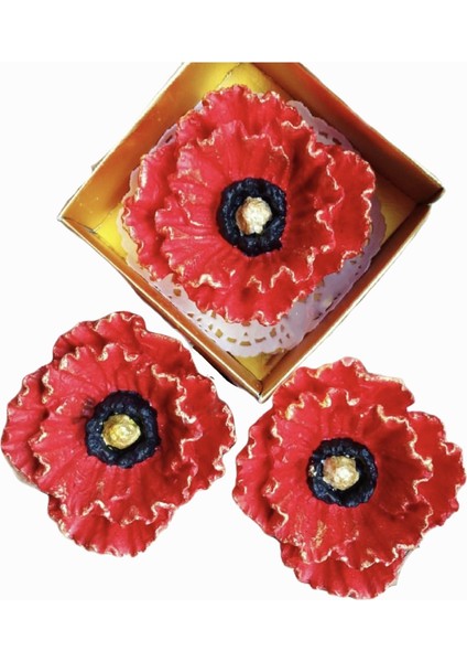 Üç Boyutlu Haşhaş Çiçeği Silikon Kalıp K-076, Kokulu Taş Sabun Alçı Mum Kalıbı