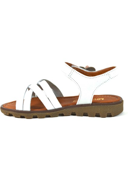 222 Beyaz Cırtlı Anatomik Kız Çocuk Sandalet modelleri