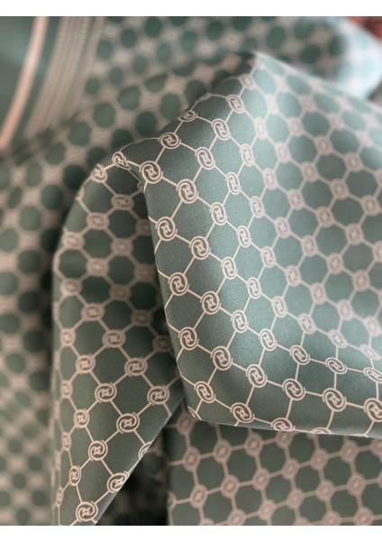 Monogram Tivil Ipek Şal 300088-YEŞIL Bej