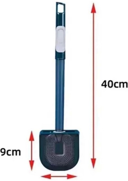 2'li Klozet Fırçası Hazneli Premium Silikon Esnek Duvara Monte Wc Tuvalet Temizlik Fırçası Seti