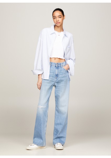 Normal Bel Geniş Paça Normal Açık Mavi Kadın Denim Pantolon Betsy Md Ls BH7110