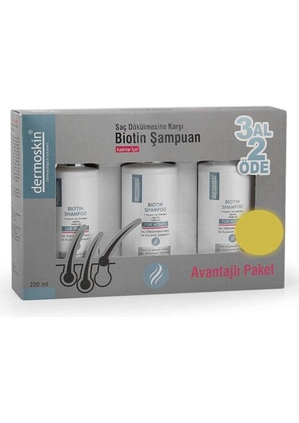 Biotin Şampuan Kadın 3 Al 2 Öde Avantajlı Paket