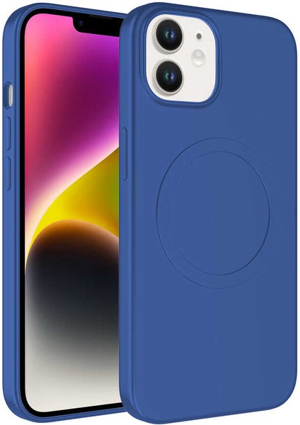 iPhone 11 - Uyumlu Magsafe Wireless Şarj Özellikli Pastel Renk Silikon Gkm Plas Kapak-Mavi Açık