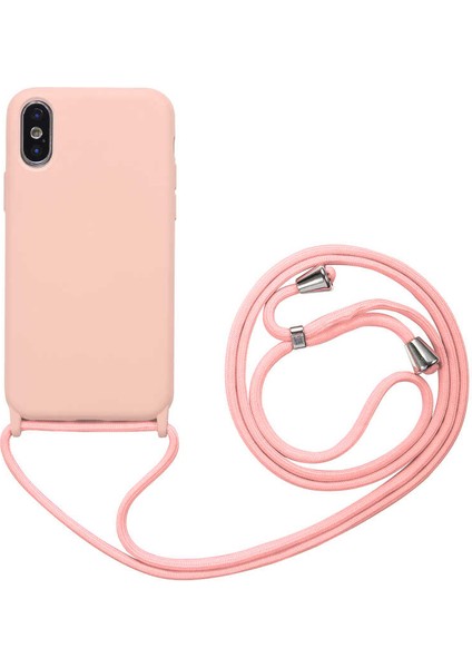 iPhone Xs 5.8 - Uyumlu Gkm Ropi Kapak-Pembe Açık