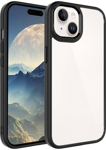 iPhone 15 Plus - Uyumlu Gkm Krom Kapak-Siyah