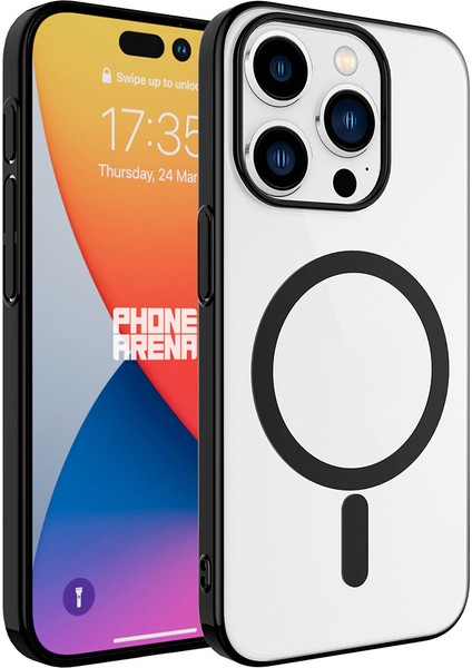 iPhone 15 Pro - Uyumlu Gkm Wireless Şarj Özellikli Pixel Magsafe Kapak-Gold modelleri