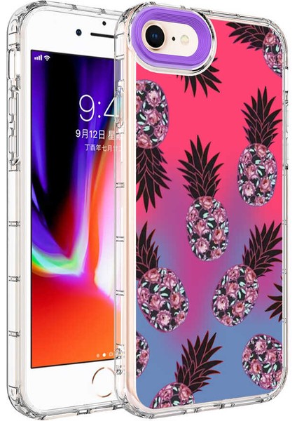 iPhone Se 2022 - Uyumlu Kamera Korumalı Renkli Desenli Sert Silikon Gkm Korn Kapak-No6
