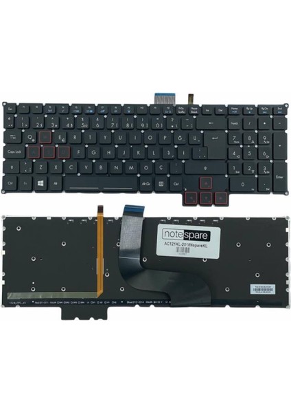Acer ile Uyumlu Predator G9-791-74B9, G9-791-74EN, G9-791-74EQ Notebook Işıklı Klavye Siyah Tr
