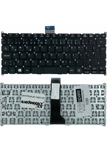 Acer ile Uyumlu Aspire V5-122P-42154G50NBB, V5-122P-42154G50NSS Notebook Klavye Siyah Tr