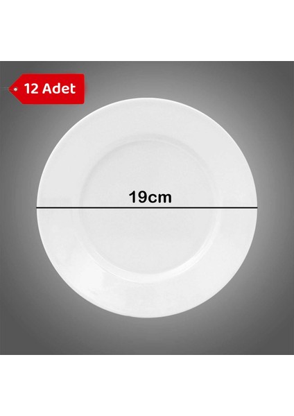 12 Adet - 19CM Kırılmaya Dayanıklı Melamin Tatlı, Pasta, Börek, Pilav, Servis Tabağı, Lokanta