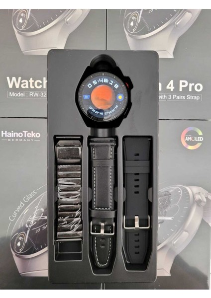 Tekno Trust Siyah Haino Teko Watch 4 Pro RW32 Curved Amoled Ekran 3 Kordon Akıllı Saat TTHAİNOTKNO4PRO2 Android