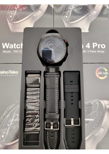 Tekno Trust Siyah Haino Teko Watch 4 Pro RW32 Curved Amoled Ekran 3 Kordon Akıllı Saat TTHAİNOTKNO4PRO2 Android