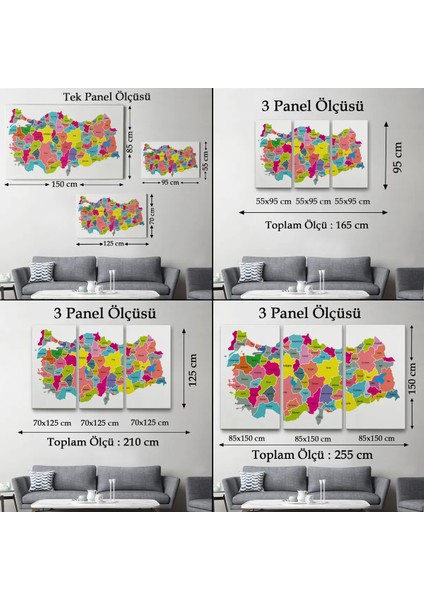 Özel Üretim Türkiye Haritası Kanvas Tablo