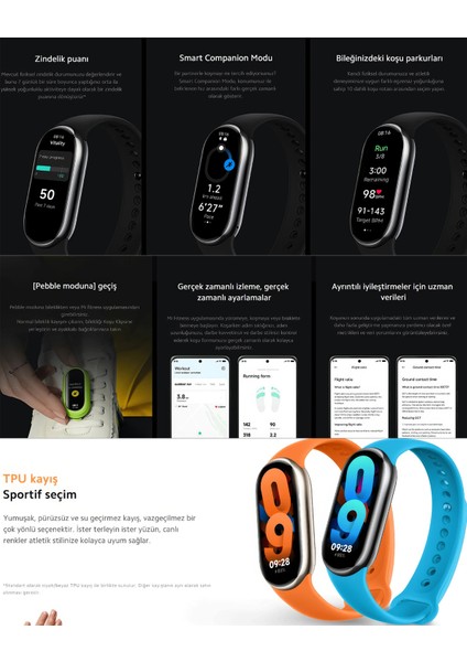 Tekno Trust 100-200 Mah Mi Smart Band 8 Nabız Ölçer Spor Su Geçirmez Android Ios Iphone Uyumlu Akıllı Bileklik