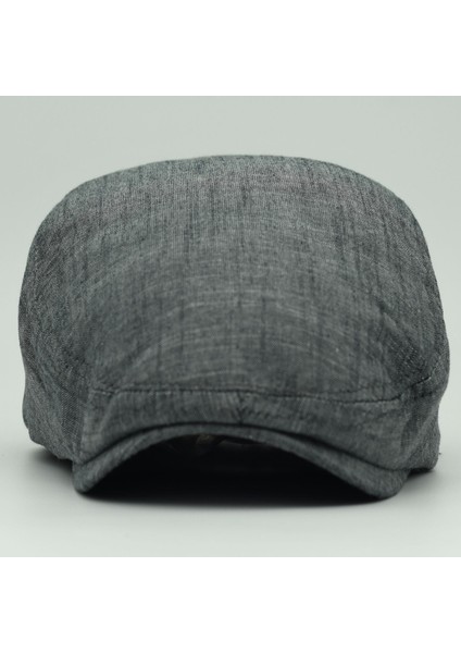 Erkek Kasket Gri Keten Yazlık Flat Cap Şapka
