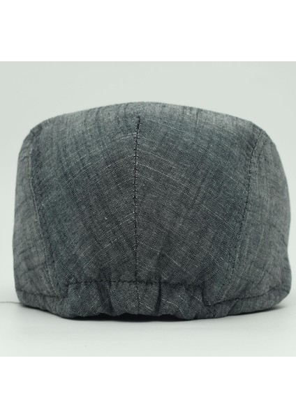 Erkek Kasket Gri Keten Yazlık Flat Cap Şapka