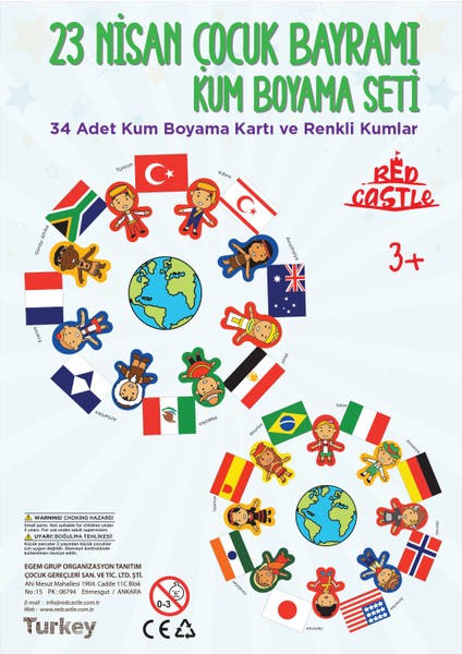 23 Nisan Ulusal Egemenlik ve Çocuk Bayramı Kum Boyama Okul Seti-Red Castle 23NSN