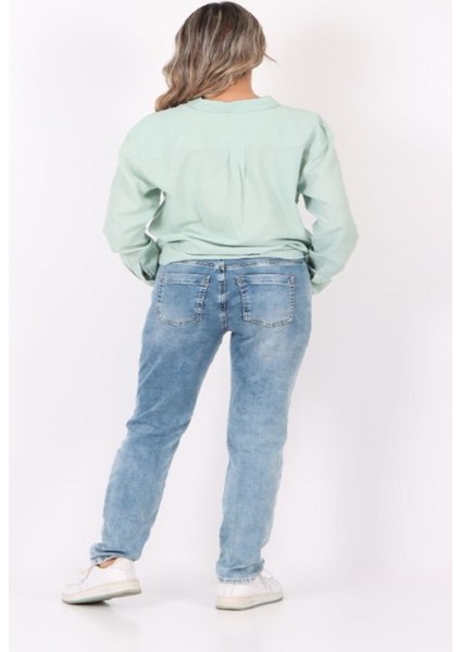 Kadın Street One Önden Bağcıklı Yıkamalı Mavi Denim Kot Pantolon indirimleri